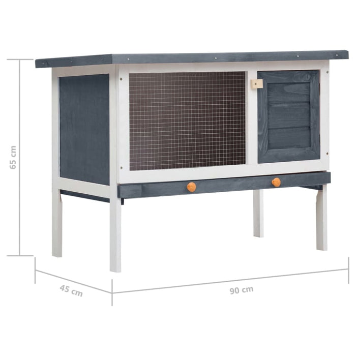 Outdoor Rabbit Hutch 1 Layer Grey Wood Oibnxn
