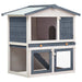Outdoor Rabbit Hutch 3 Doors Grey Wood Oibnti