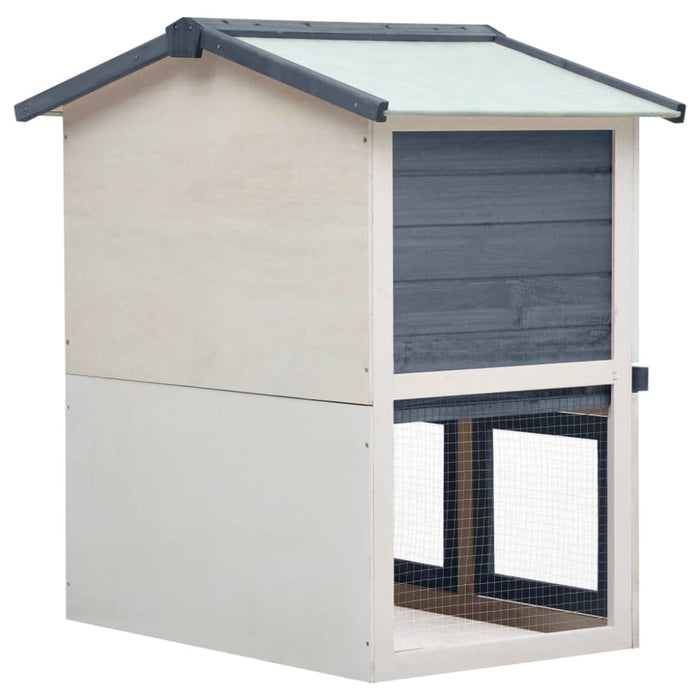 Outdoor Rabbit Hutch 3 Doors Grey Wood Oibnti