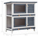 Outdoor Rabbit Hutch 4 Doors Grey Wood Oibnta