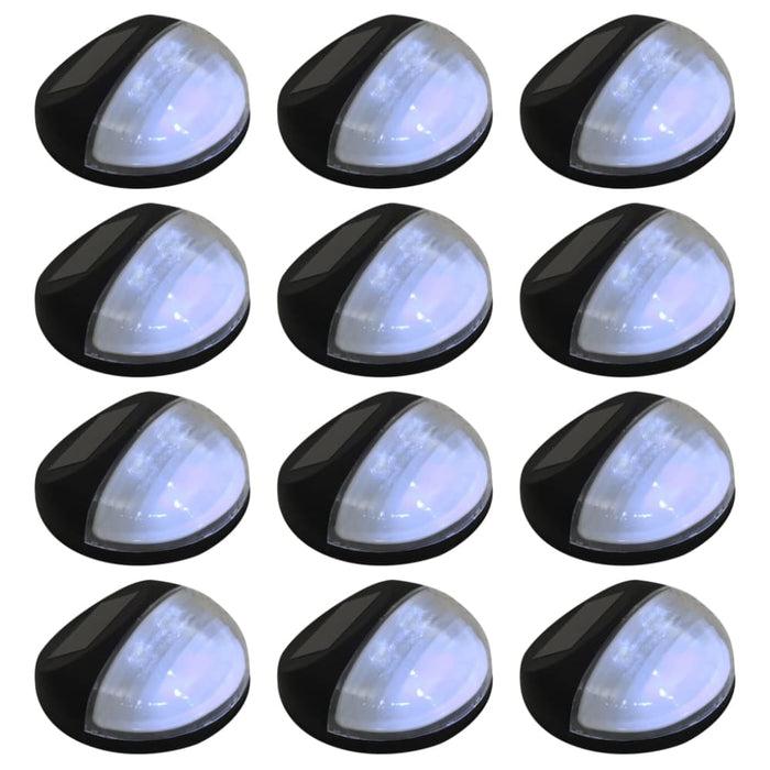 Outdoor Solar Wall Lamps Led 12 Pcs Round Black Aaaix