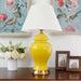 Oval Ceramic Table Lamp With Gold Metal Base Desk Yellow