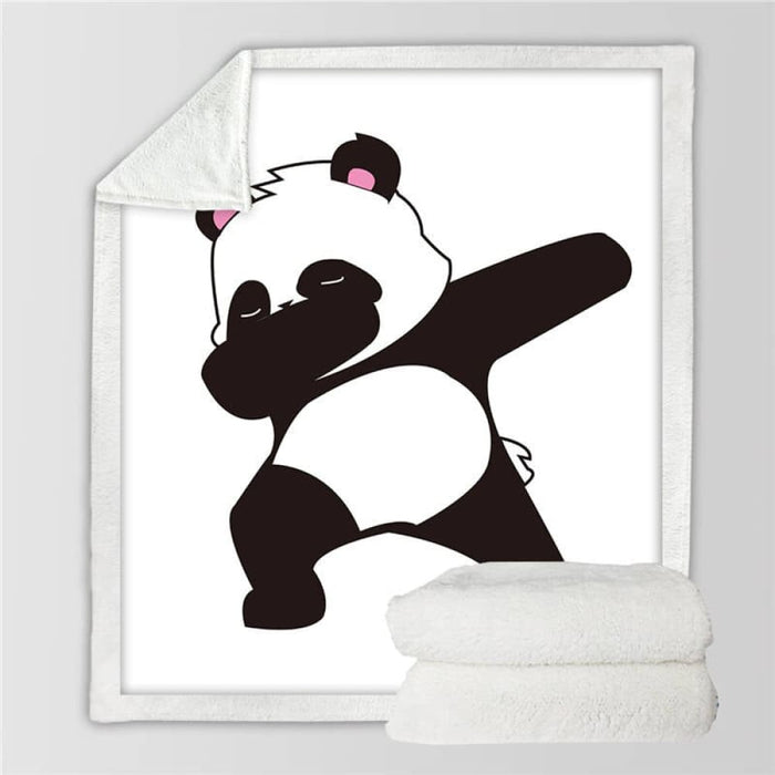 Panda Sherpa Blanket Cartoon Animal Fleece Throw Bears Kids
