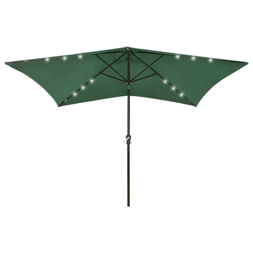 Parasol With Leds And Steel Pole Green 2x3 m Totinl