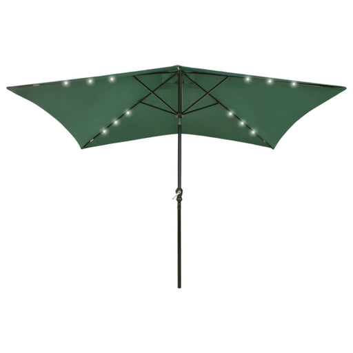 Parasol with Leds and Steel Pole Green 2x3 m Totinl