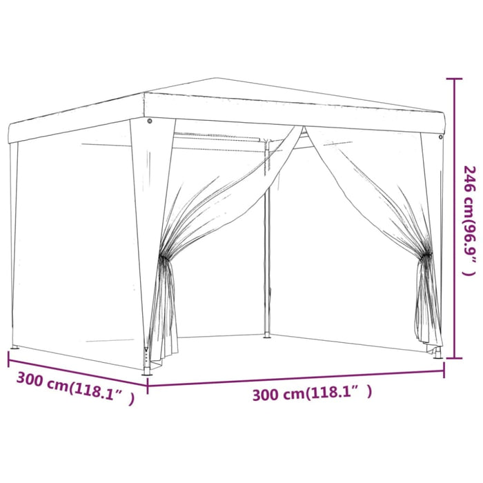 Party Tent With 4 Mesh Sidewalls Anthracite 3x3 m Hdpe