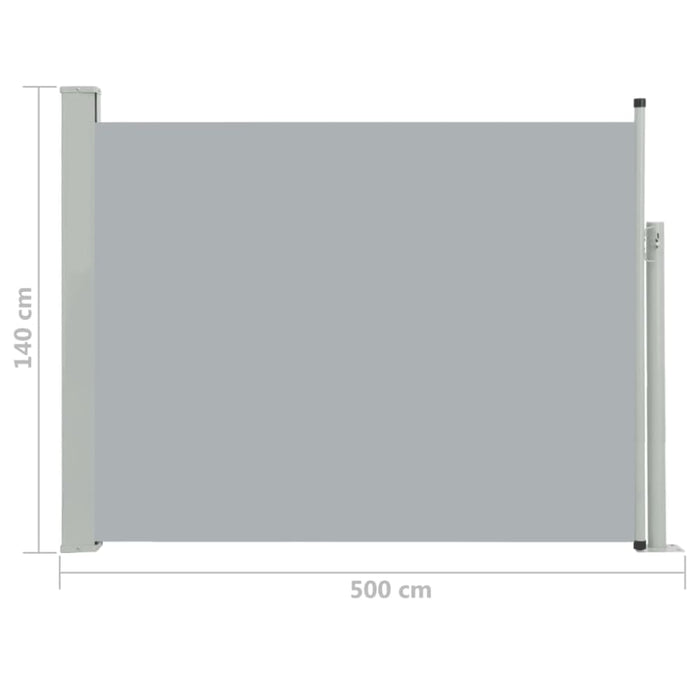 Patio Retractable Side Awning 140x500 Cm Grey Antkn