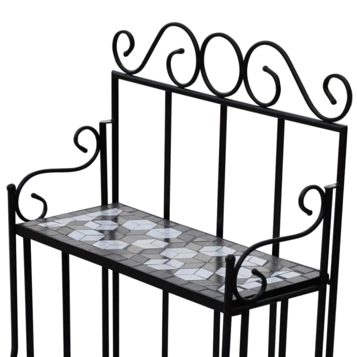 Plant Stand Display Black White Mosaic Pattern Aoott