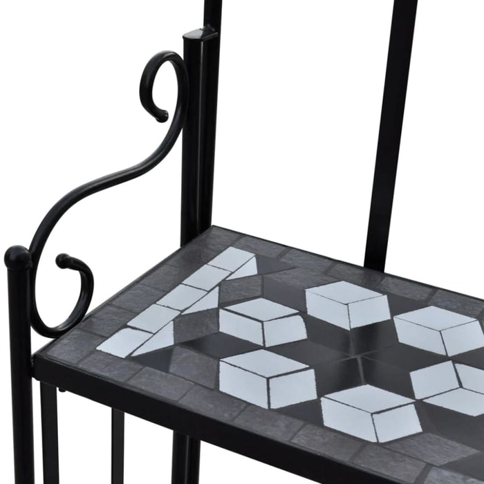 Plant Stand Display Black White Mosaic Pattern Aoott