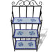 Plant Stand Display Blue White Mosaic Pattern Aootx