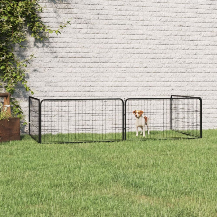 Dog Playpen 4 Panels Black 100x50 Cm Powder-coated Steel