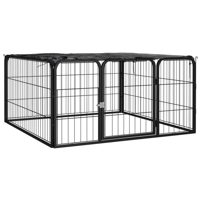Dog Playpen 4 Panels Black 100x50 Cm Powder-coated Steel