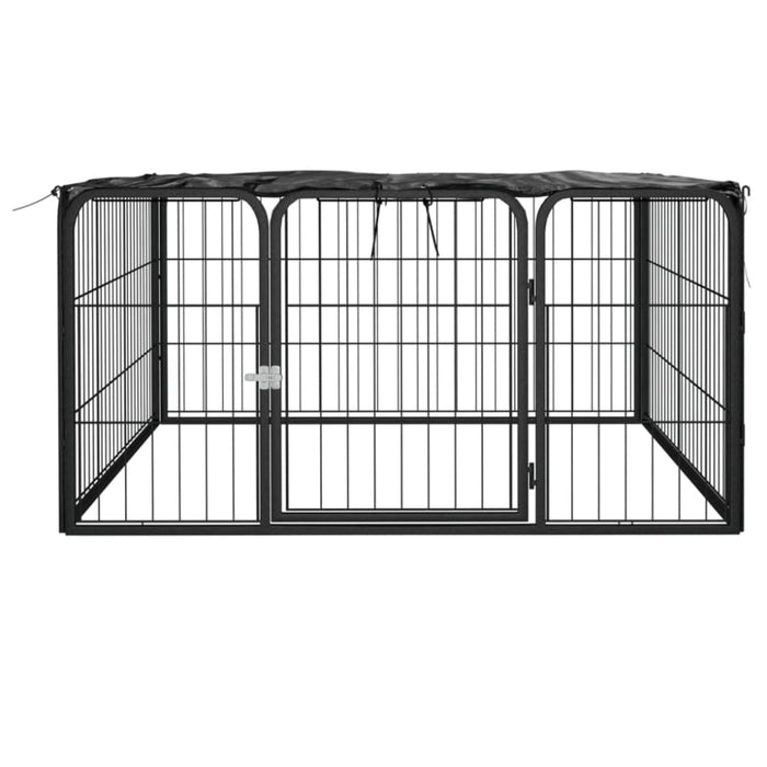 Dog Playpen 4 Panels Black 100x50 Cm Powder-coated Steel