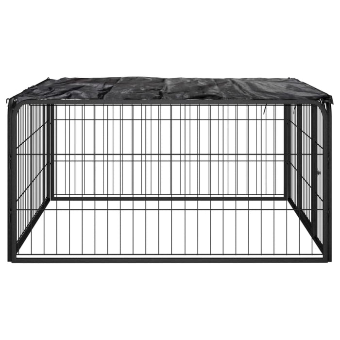 Dog Playpen 4 Panels Black 100x50 Cm Powder - coated Steel