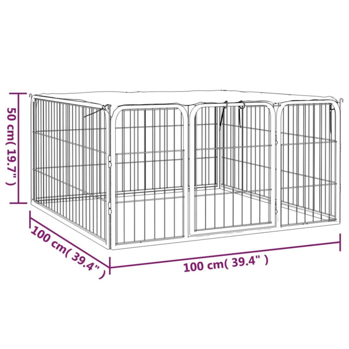 Dog Playpen 4 Panels Black 100x50 Cm Powder-coated Steel