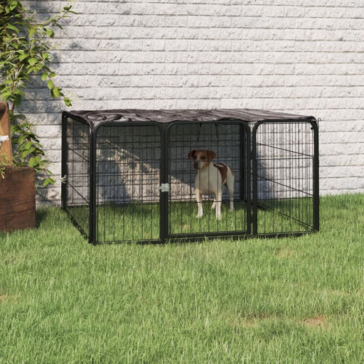 Dog Playpen 4 Panels Black 100x50 Cm Powder-coated Steel