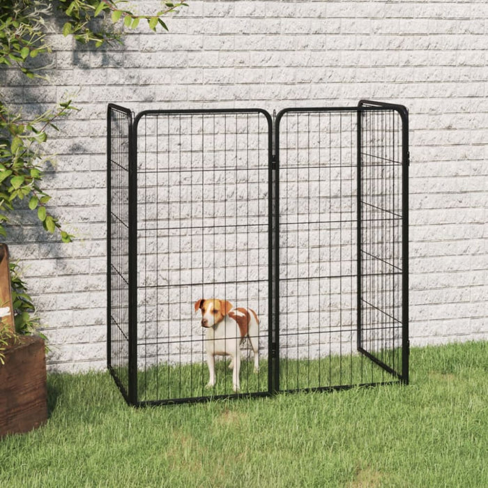Dog Playpen 4 Panels Black 50x100 Cm Powder - coated Steel
