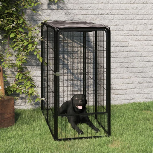 Dog Playpen 6 Panels Black 50x100 Cm Powder - coated Steel