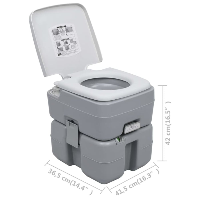 Portable Camping Toilet Grey 20 + 10 l Tbotn