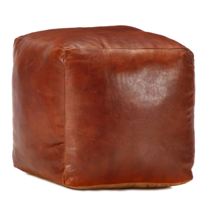 Pouffe Tan 40x40x40 Cm Genuine Goat Leather Xanoxl