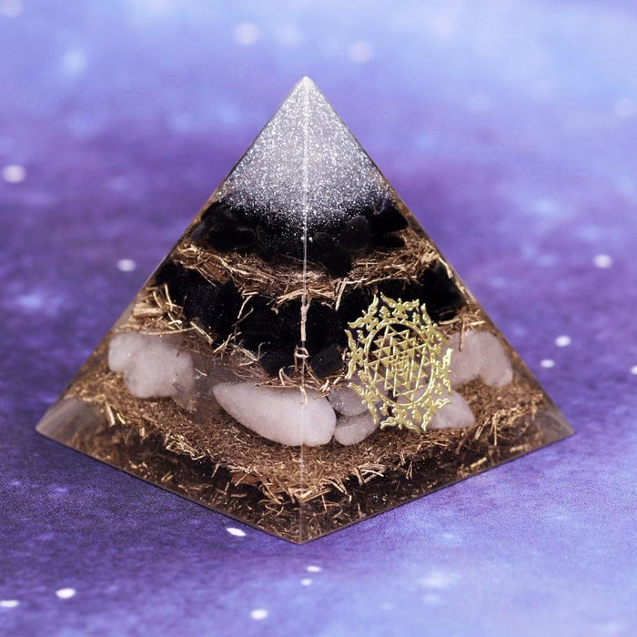 Powerful Orgonite Pyramid Obsidian Copper Shavings Orgone