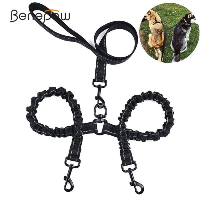 Premium Reflective Heavy Duty Padded Handle Double Dog Leash