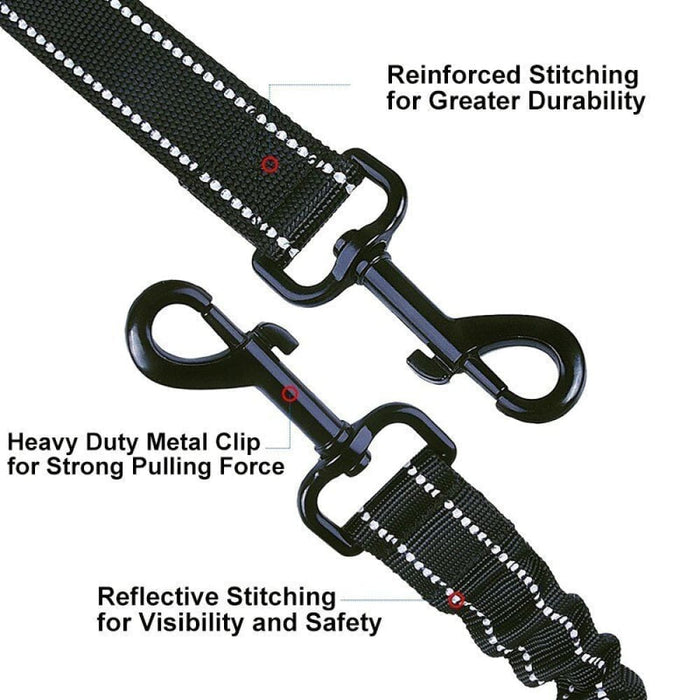 Premium Reflective Heavy Duty Padded Handle Double Dog Leash