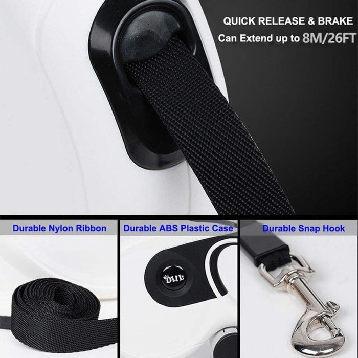 Premium 8m Retractable Automatic Pet Leash and Poop Bag