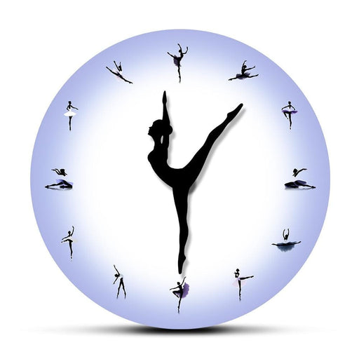 Purple Ballerina Wall Clock with Dancing Hands Modern