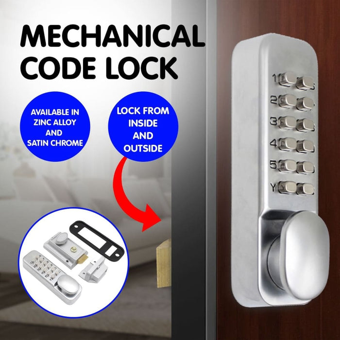 Push Button Digital Combination Security Door Lock Zinc