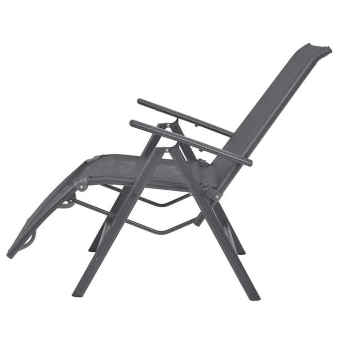 Reclining Deck Chair Aluminium and Textilene Black Axill