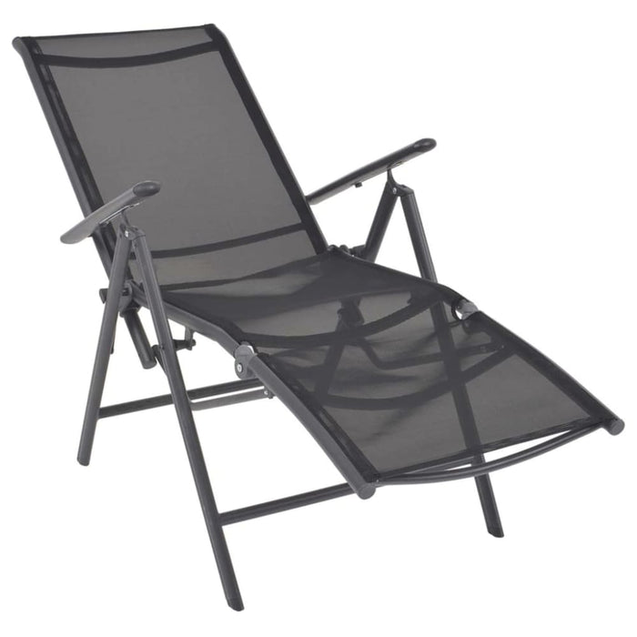 Reclining Deck Chair Aluminium and Textilene Black Axill