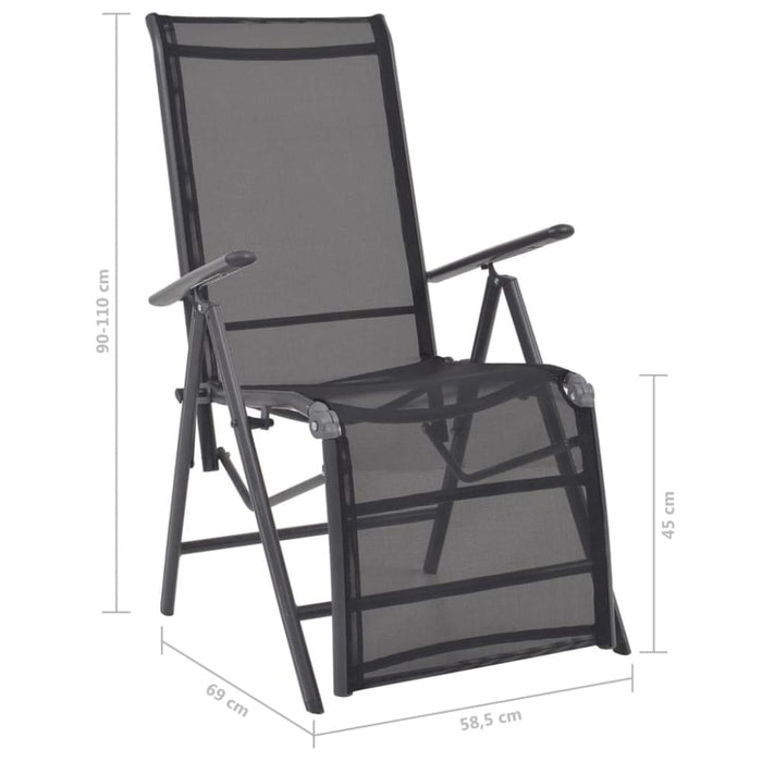 Reclining Deck Chair Aluminium and Textilene Black Axill