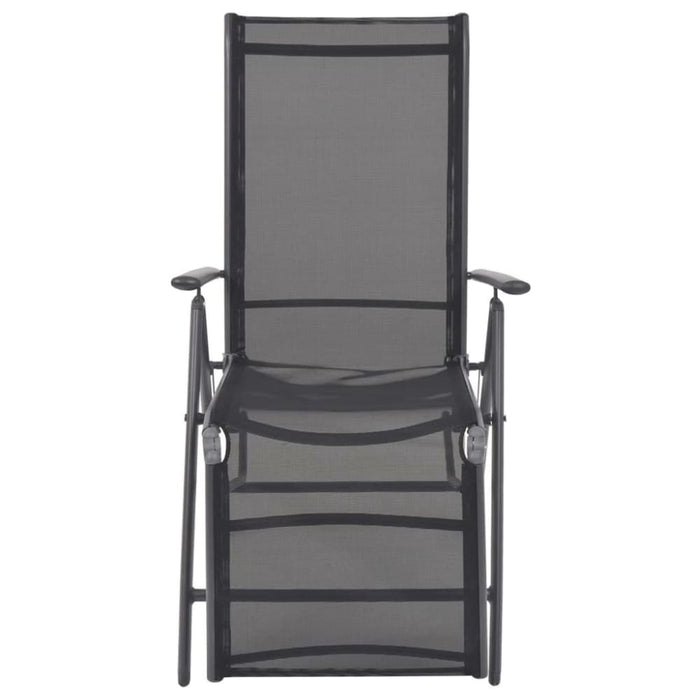 Reclining Deck Chair Aluminium and Textilene Black Axill