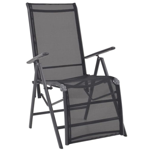 Reclining Deck Chair Aluminium And Textilene Black Axill