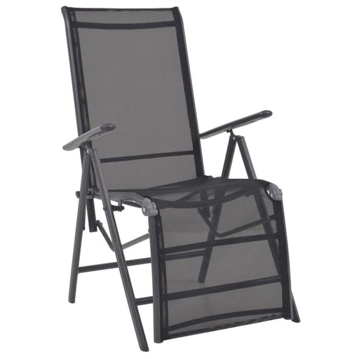 Reclining Deck Chair Aluminium and Textilene Black Axill