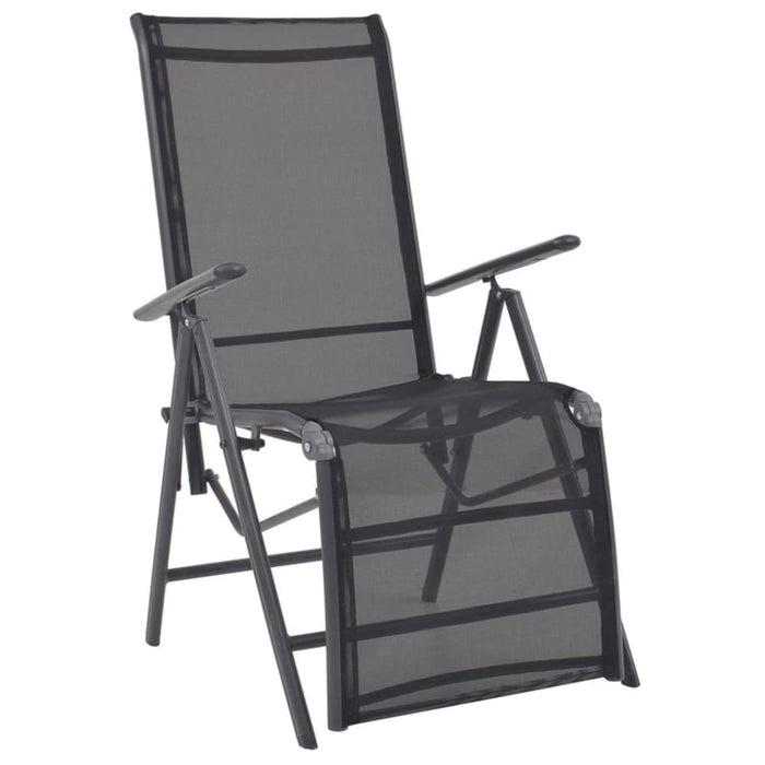 Reclining Deck Chair Aluminium and Textilene Black Axill