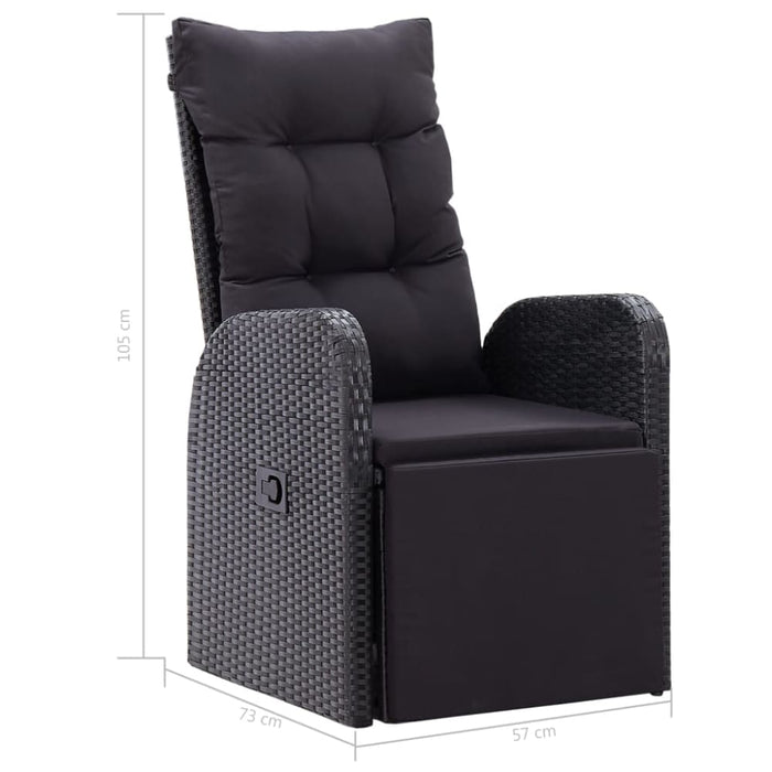 Reclining Garden Chair with Cushion Poly Rattan Black Albll