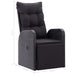 Reclining Garden Chair with Cushion Poly Rattan Black Albll
