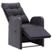 Reclining Garden Chair with Cushion Poly Rattan Black Albll