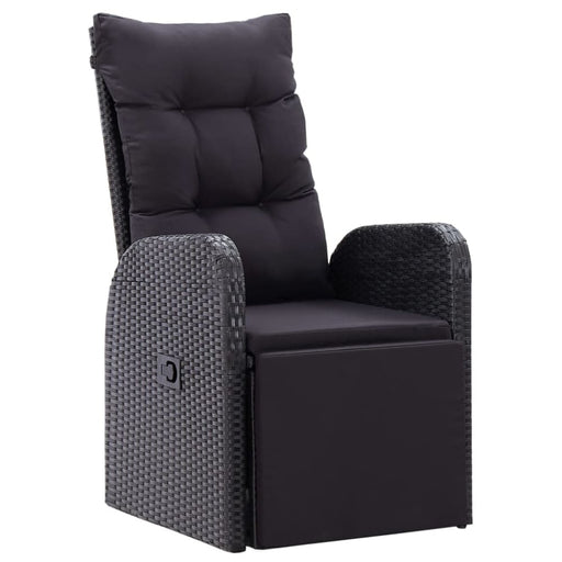 Reclining Garden Chair with Cushion Poly Rattan Black Albll