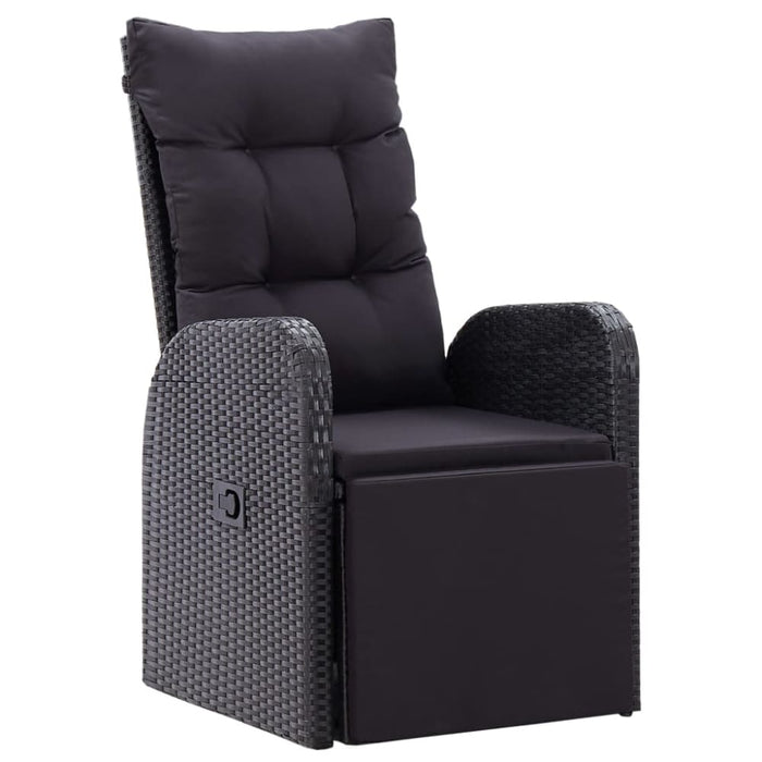 Reclining Garden Chair with Cushion Poly Rattan Black Albll