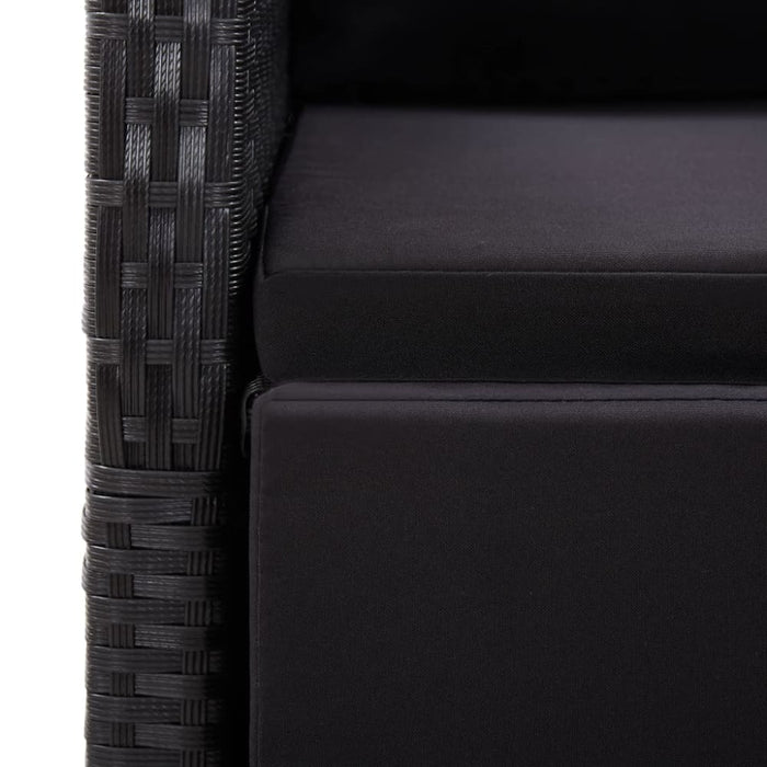 Reclining Garden Chair with Cushion Poly Rattan Black Albll