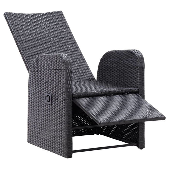 Reclining Garden Chair with Cushion Poly Rattan Black Albll