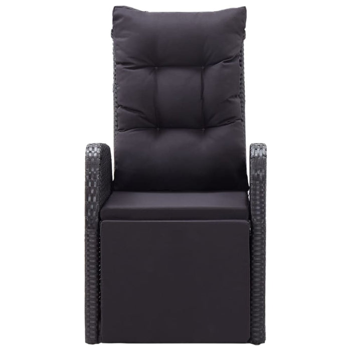Reclining Garden Chair with Cushion Poly Rattan Black Albll