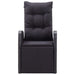 Reclining Garden Chair with Cushion Poly Rattan Black Albll