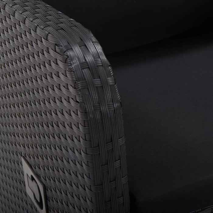 Reclining Garden Chair with Cushion Poly Rattan Black Albll