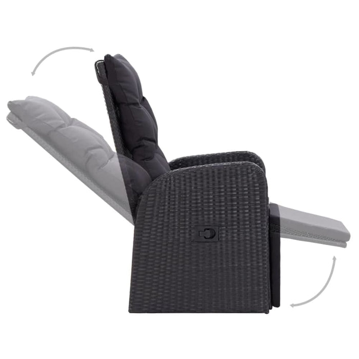 Reclining Garden Chair with Cushion Poly Rattan Black Albll