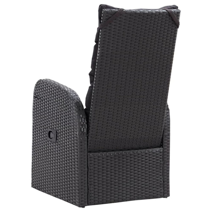Reclining Garden Chair with Cushion Poly Rattan Black Albll