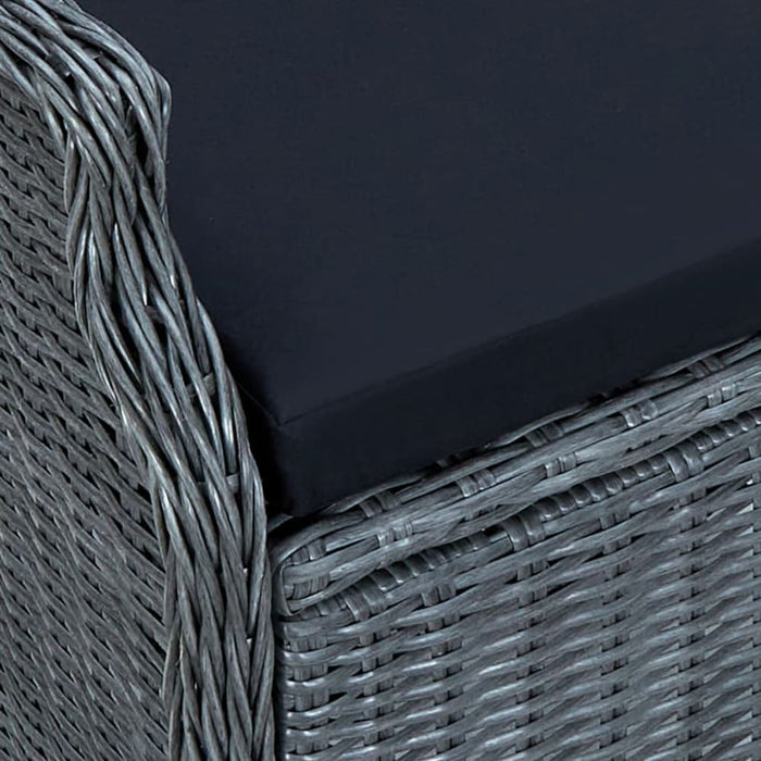 Reclining Garden Chair with Cushions Poly Rattan Dark Grey